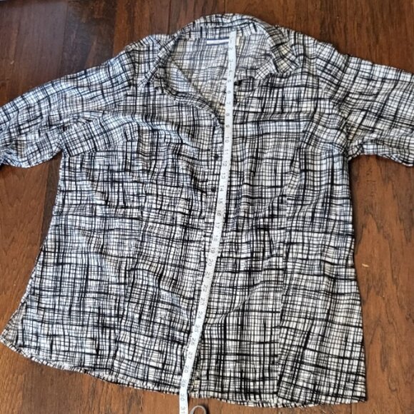 Croft & Barrow Plaid Dress Shirt Long Sleeve Top Plus Size 2x Black and White - Picture 7 of 10